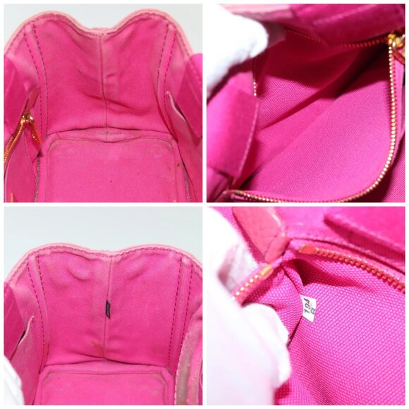 PRADA Canapa PM Hand Bag Canvas Pink Gold Auth bs28699 - Picture 16 of 16